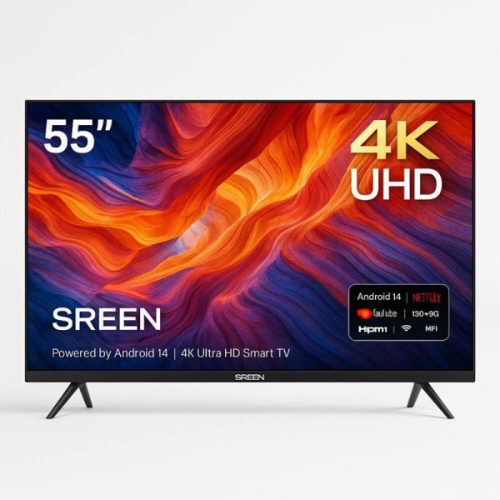 شاشة 55 بوصة سرين سمارت LED - 4K UHD - Android 14 شاشة 55 بوصة