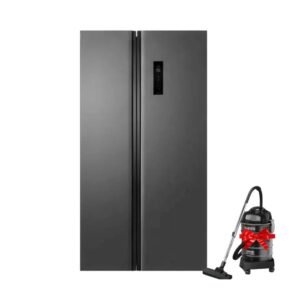 ثلاجه 22 قدم دولابي جنرال سرين انفرتر – فضي مكنسة هدية