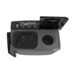 غسالة ملابس 18 كيلو جنرال سوبريم حوضين - رمادي غامق / أسود