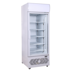 ثلاجة 350 لتر عرض استون باب زجاجي - رمادي